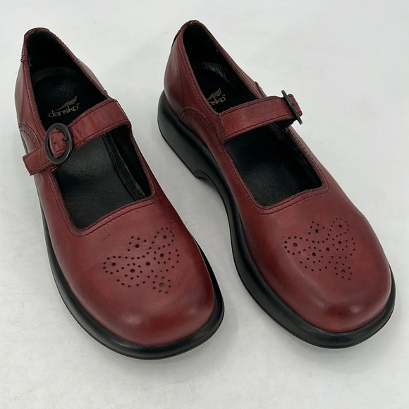 Dansko Mary Janes Chunky Platform Leather Upper Shoes in Oxblood - Size 42 - Picture 1 of 11
